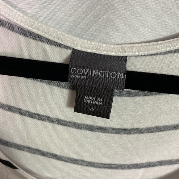 Covington Black and White Horizontal Stripe Top - Picture 2 of 5